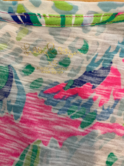 Lilly Pulitzer Margaux V-Neck Tee XS Tropical Floral Print Pre-Owned