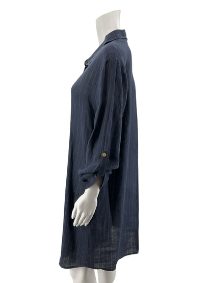 Milio Milano Size Small Navy Pinstripe Pre-Owned Ladies Dress