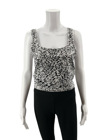 Athleta Conscious Crop Tank Top Large Black White Abstract Print Athletic Yoga