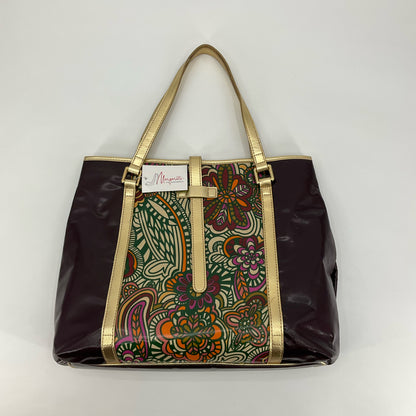 Kate Landry Maroon &amp; Gold Floral Paisley Print Structured Tote Bag - ONLINE ONLY