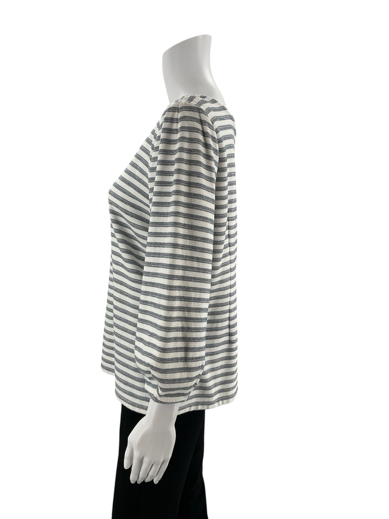 Talbots White/Navy Stripe Pre-Owned Ladies Top - Size Medium
