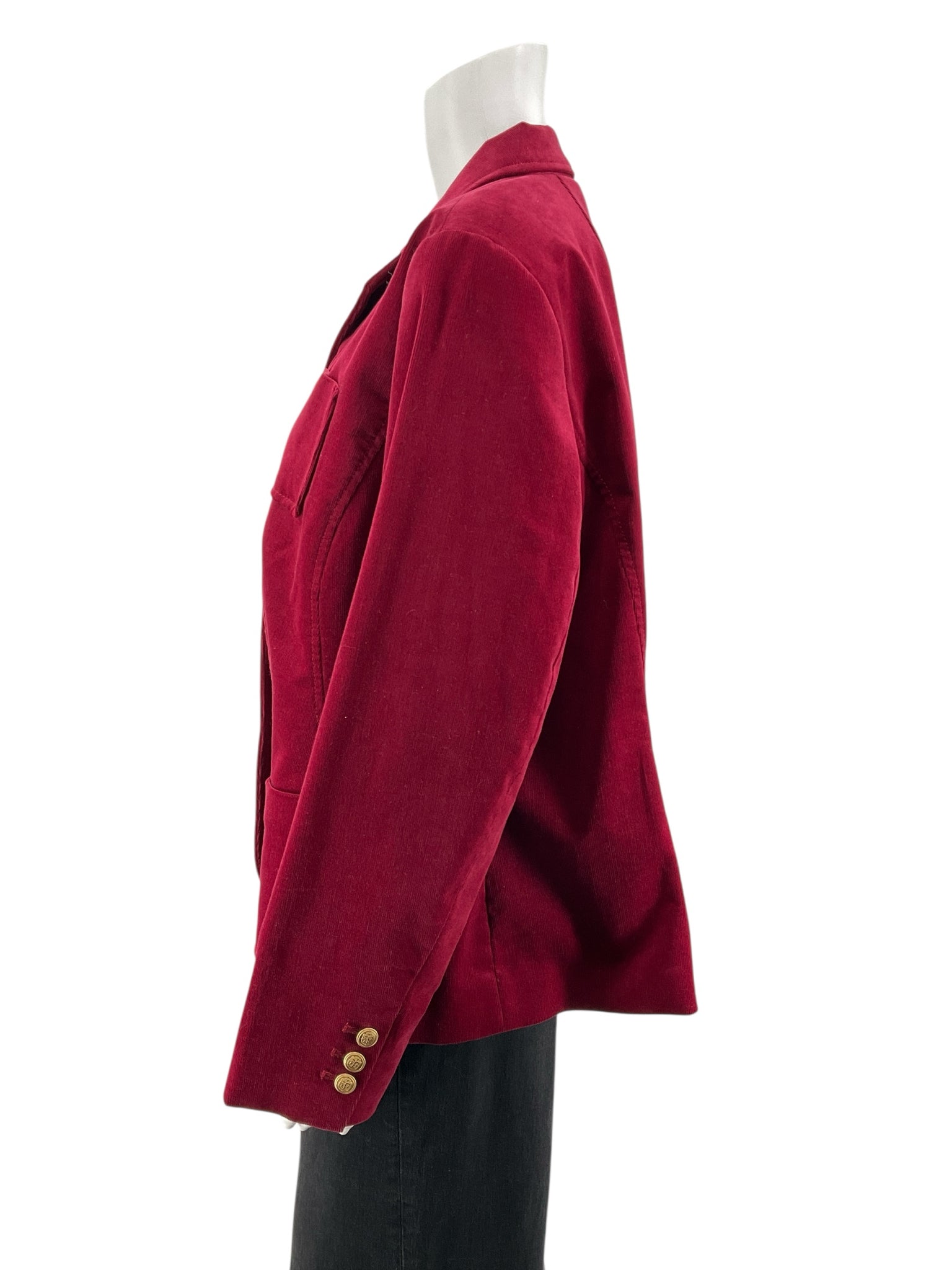 Talbots Woman Corduroy Crest Button Blazer Jacket Burgundy Red Size 14W - ONLINE ONLY