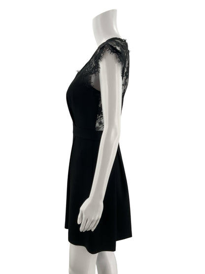 BCBGeneration Black Lace Yoke Pleated Skater Dress Size Small