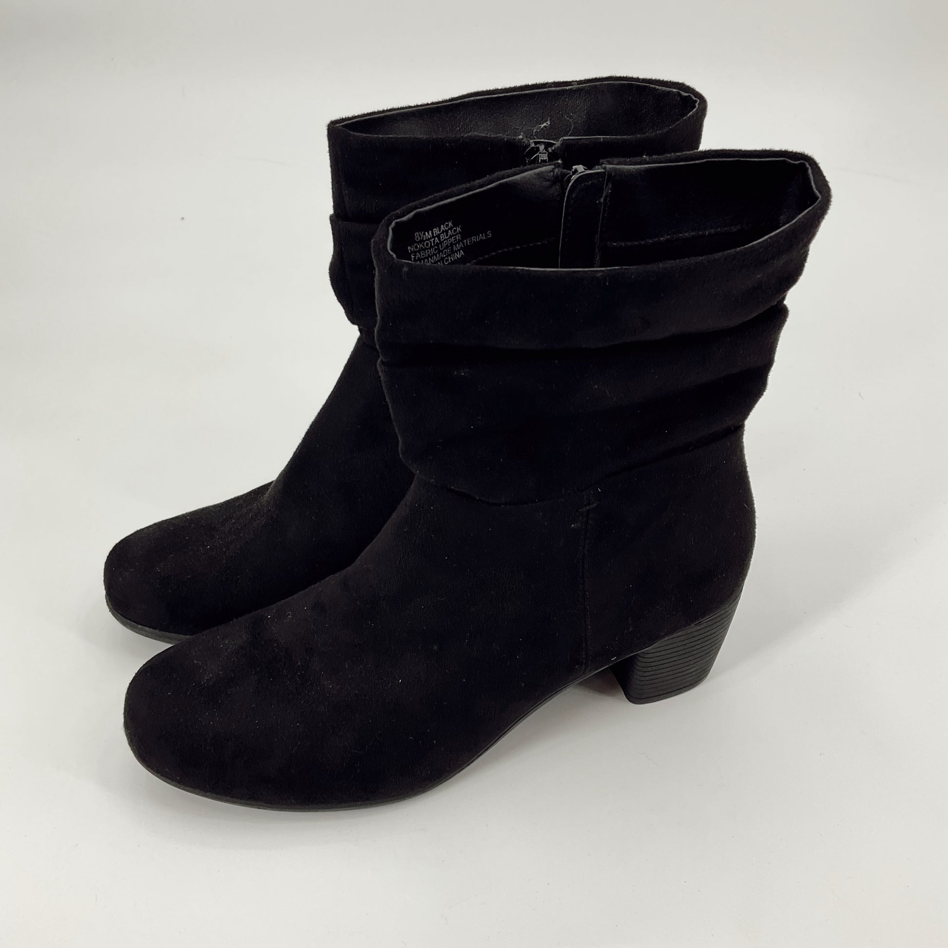 Madeline Black Suede Booties Size 8.5