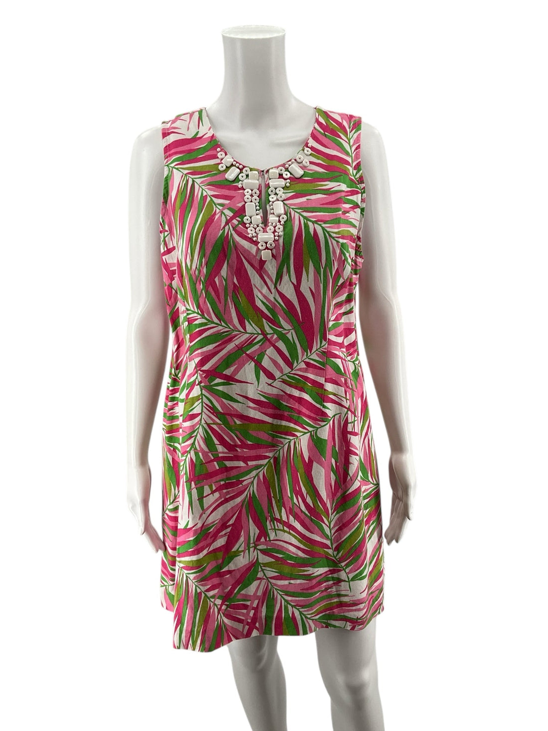 Ruby Rd Pink/White/Green Tropical Pre-Owned Ladies Dress - Size 12 Petite - Margaret’s Fine Consignment