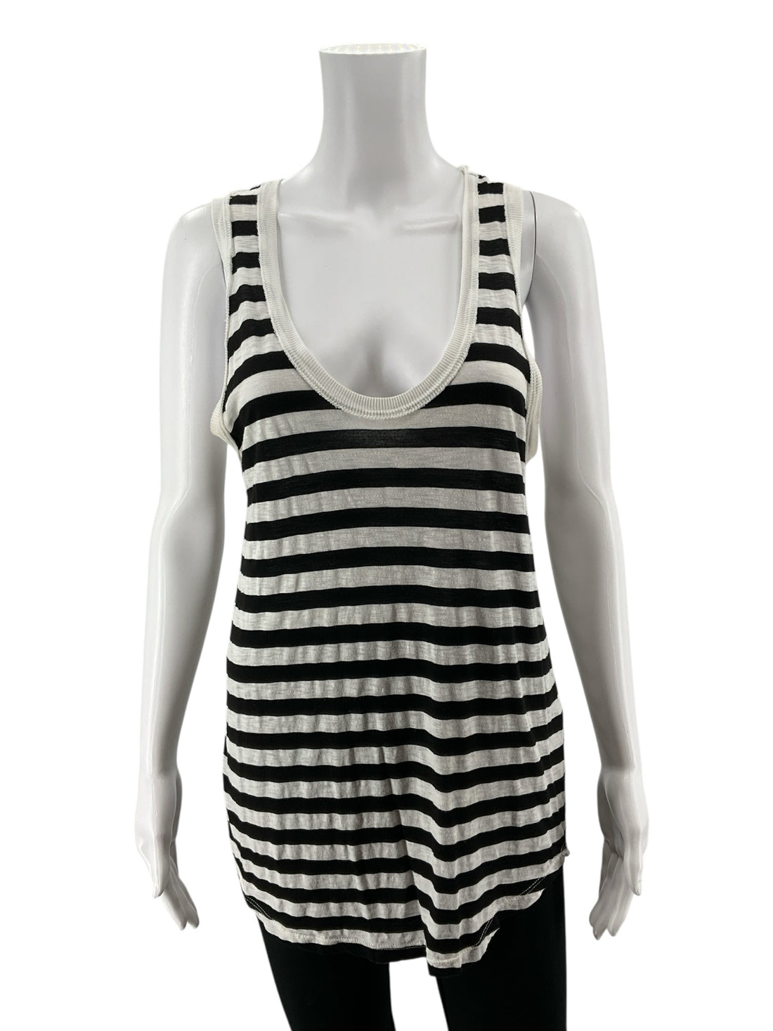 Michael Stars Striped Racerback Tank Top Black White Size Small