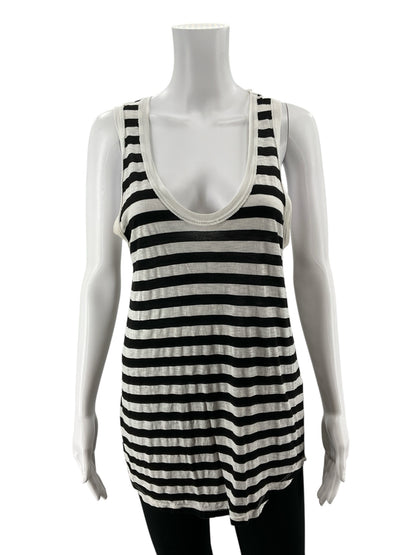 Michael Stars Striped Racerback Tank Top Black White Size Small