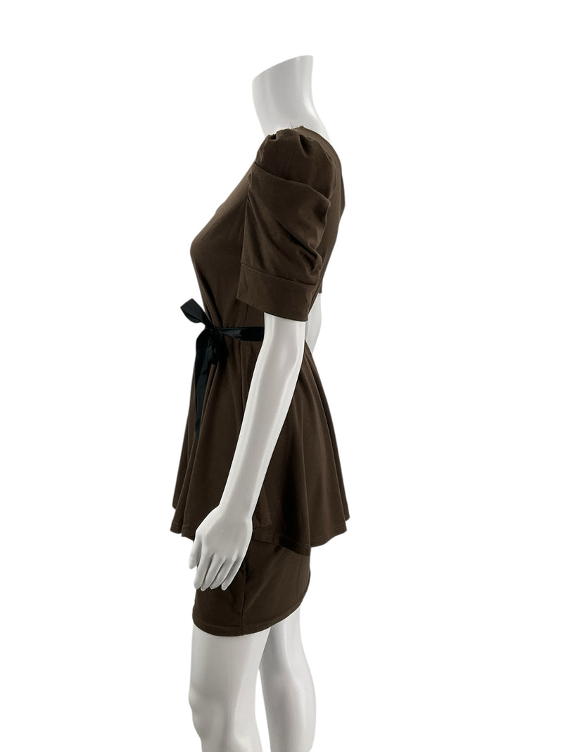 Deja Vu Brown Solid Pre-Owned Ladies Dress - Size Medium
