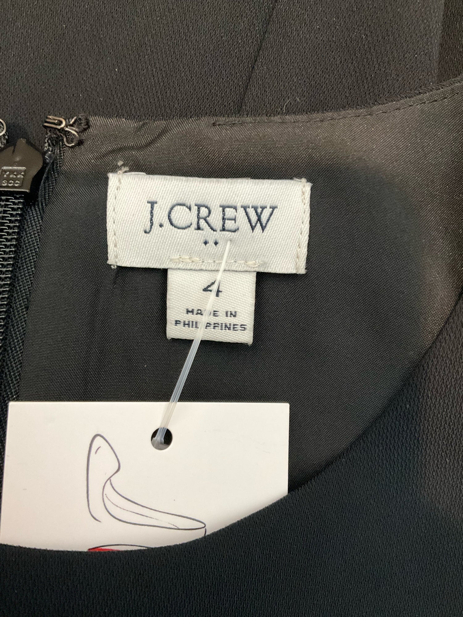 J.Crew Black Tie-Waist Short Sleeve Shift Dress Size 4