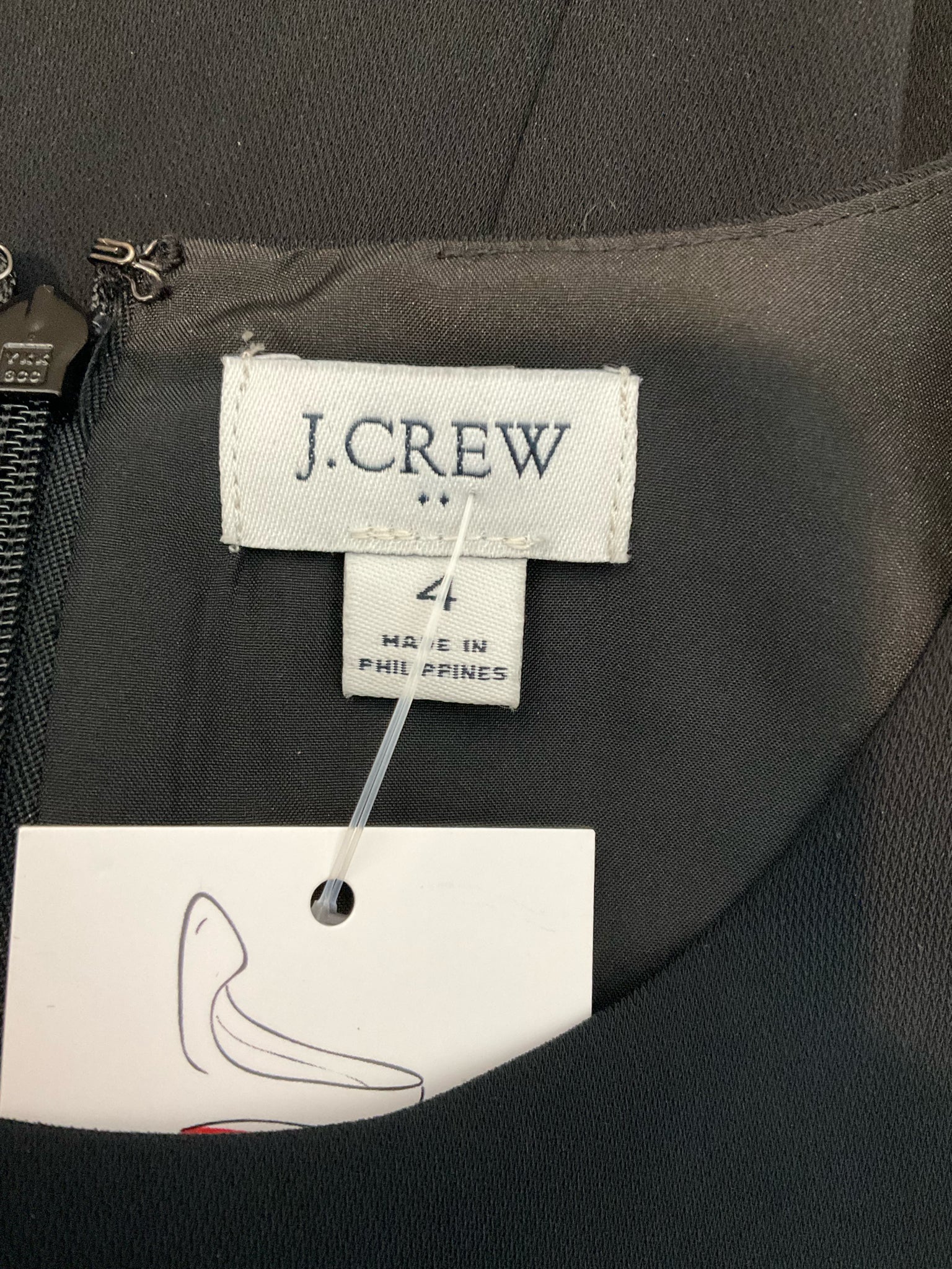 J.Crew Black Tie-Waist Short Sleeve Shift Dress Size 4