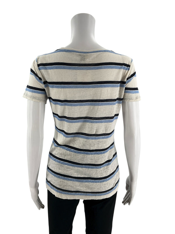 Ann Taylor White/Blue Stripe Pre-Owned Ladies Top - Size Small