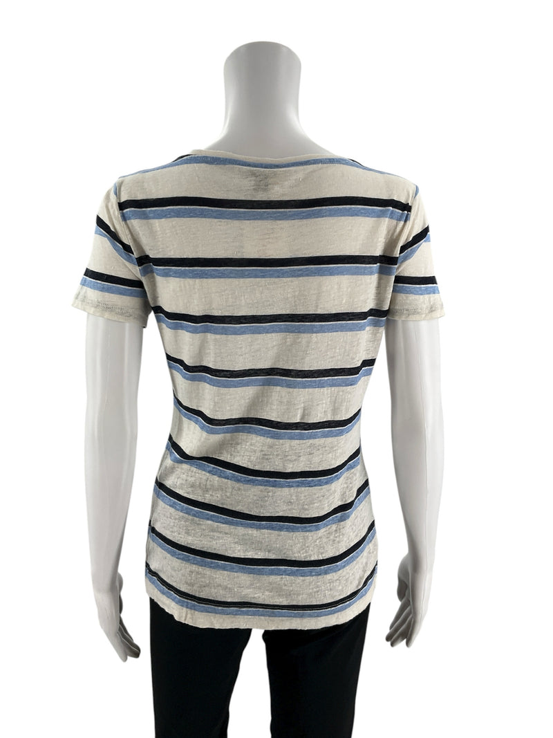 Ann Taylor White/Blue Stripe Pre-Owned Ladies Top - Size Small