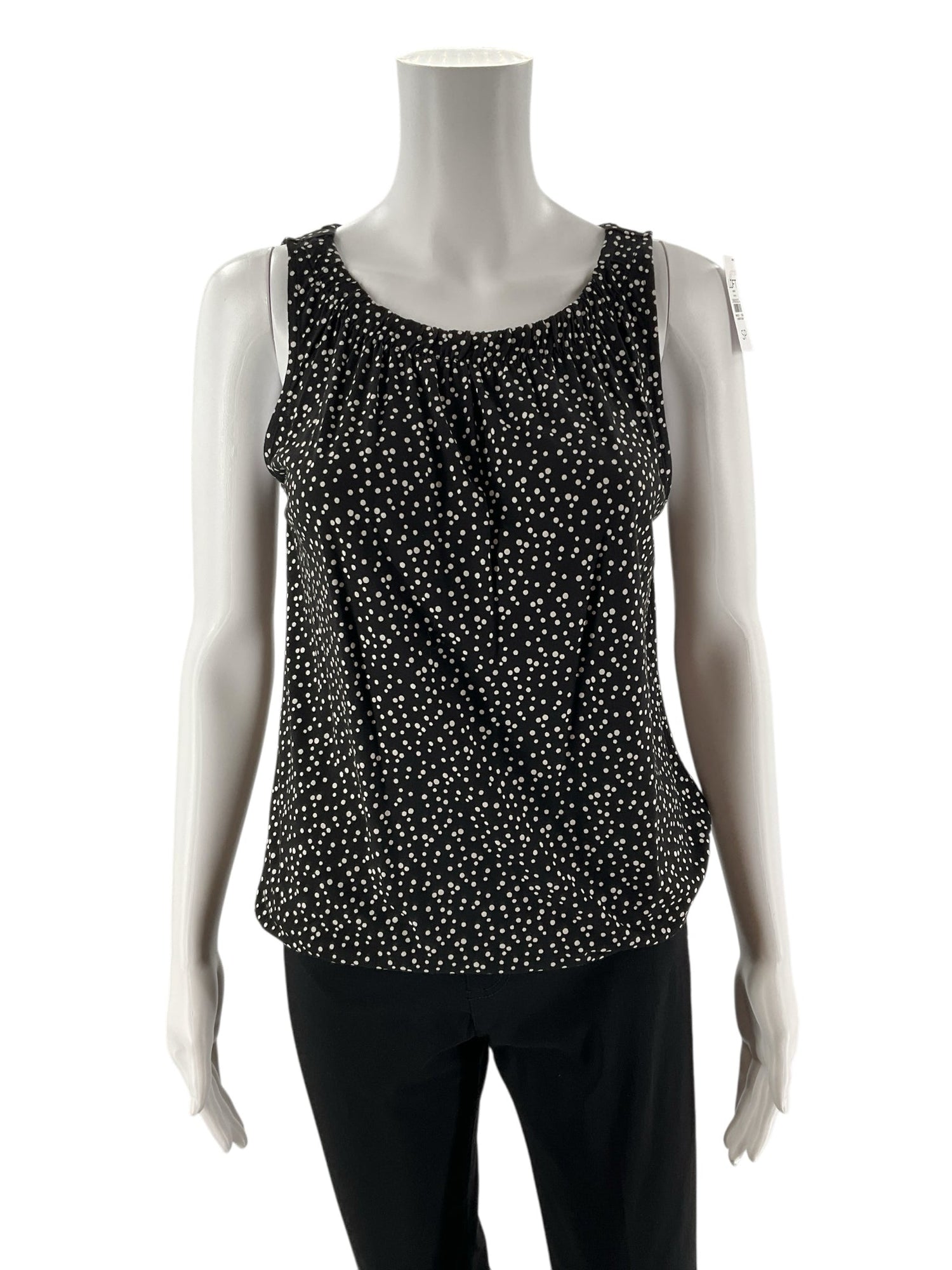 Loft Black/White Polka Dot Pre-Owned Ladies New with Tags Top - Size Small Petite