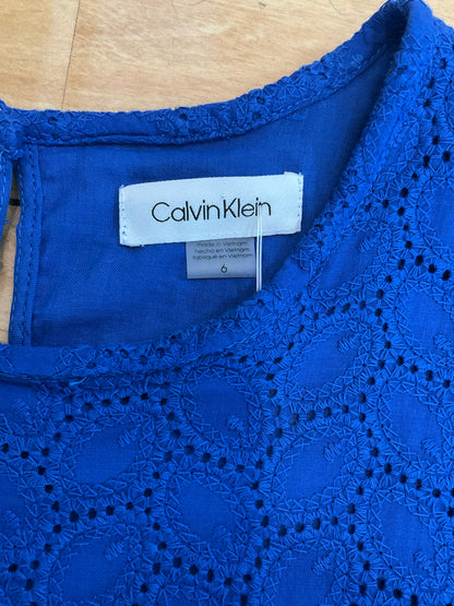 Calvin Klein Size 6 Blue Solid Pre-Owned Ladies Dress