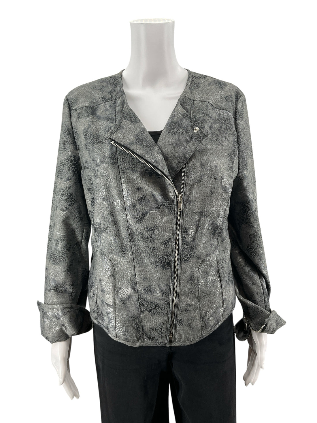 Kenneth Cole Gray Print Pre-Owned Ladies Jacket - Size Medium - Margaret’s Fine Consignment