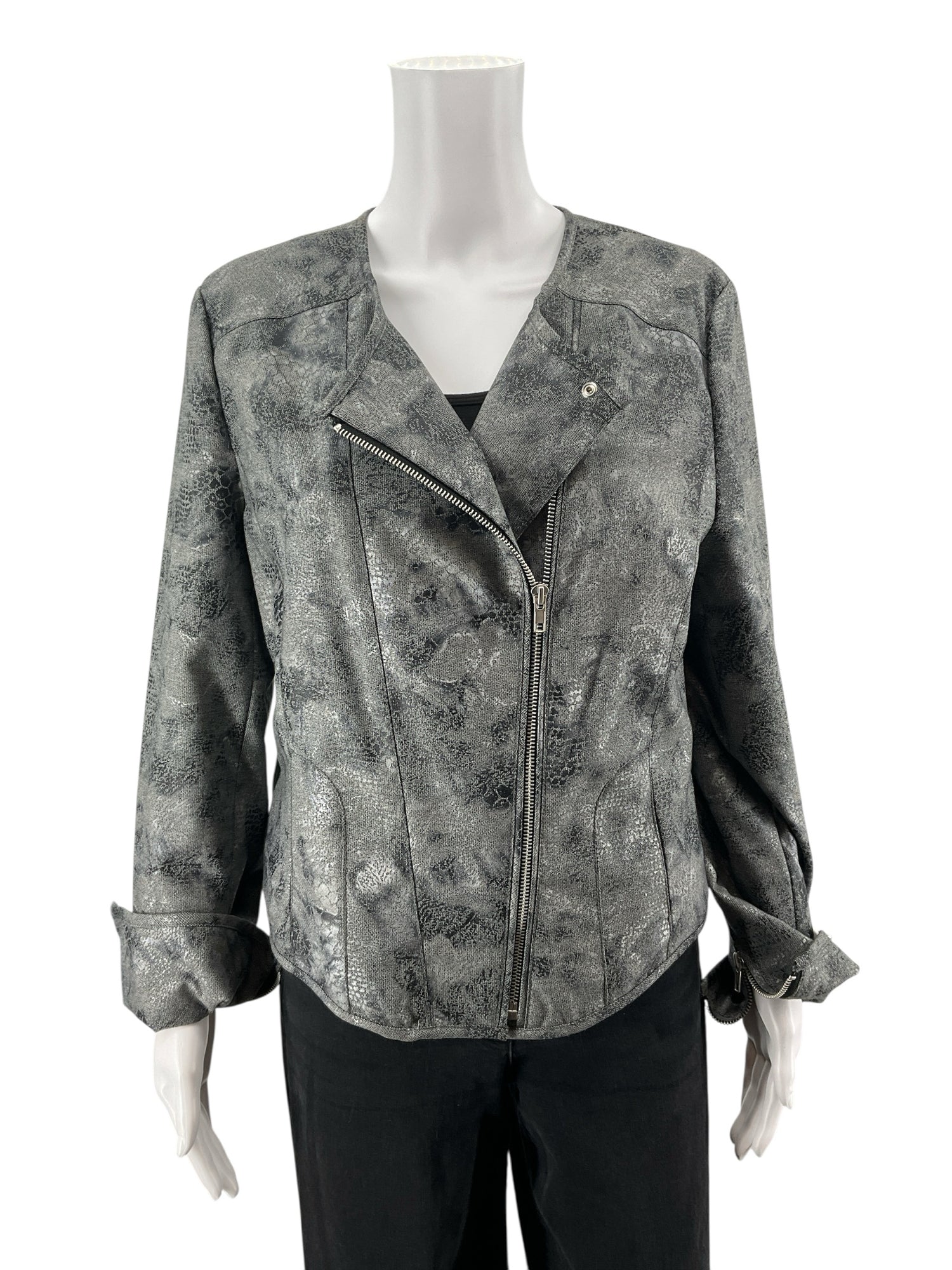 Kenneth Cole New York Snake Print Moto Jacket - Size Medium - ONLINE ONLY