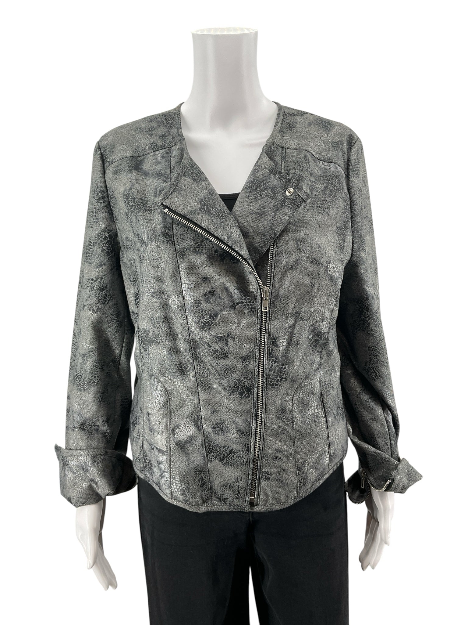 Kenneth Cole New York Snake Print Moto Jacket - Size Medium - ONLINE ONLY
