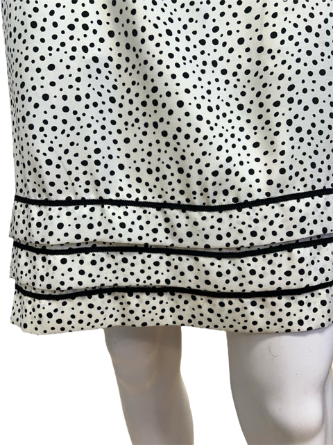 ECI Size 2 White/Black Polka Dot Consignment Ladies Dress