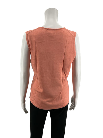 Neiman Marcus Exclusive 100% Silk Sleeveless Tank Top Peach Coral Size Large NWT