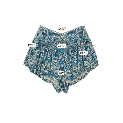Free People Kiss Kiss Floral Paisley Smocked High Waisted Boho Shorts Size Medium