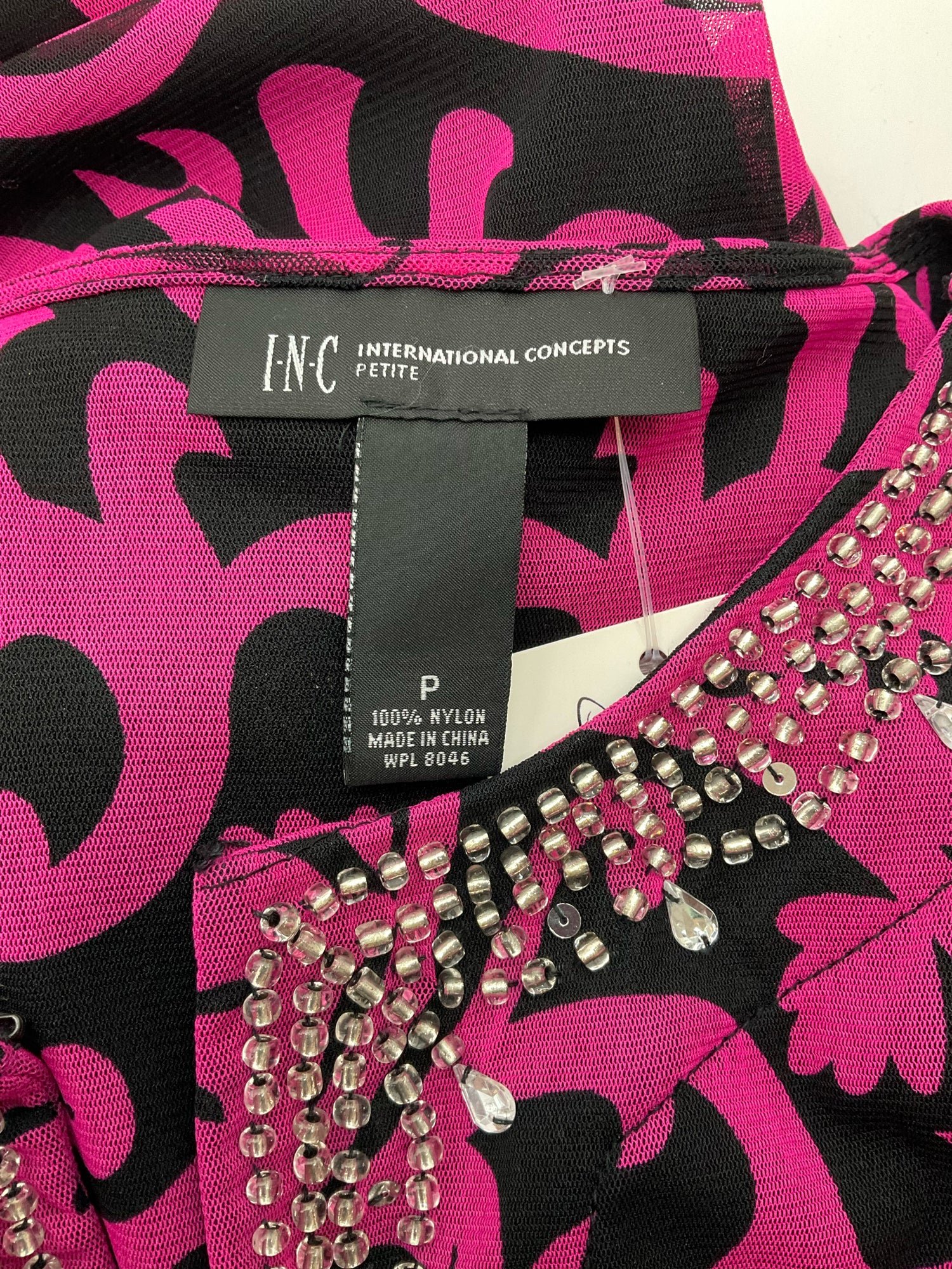 INC Pink/Black Print Pre-Owned Ladies Top -  Size Petite