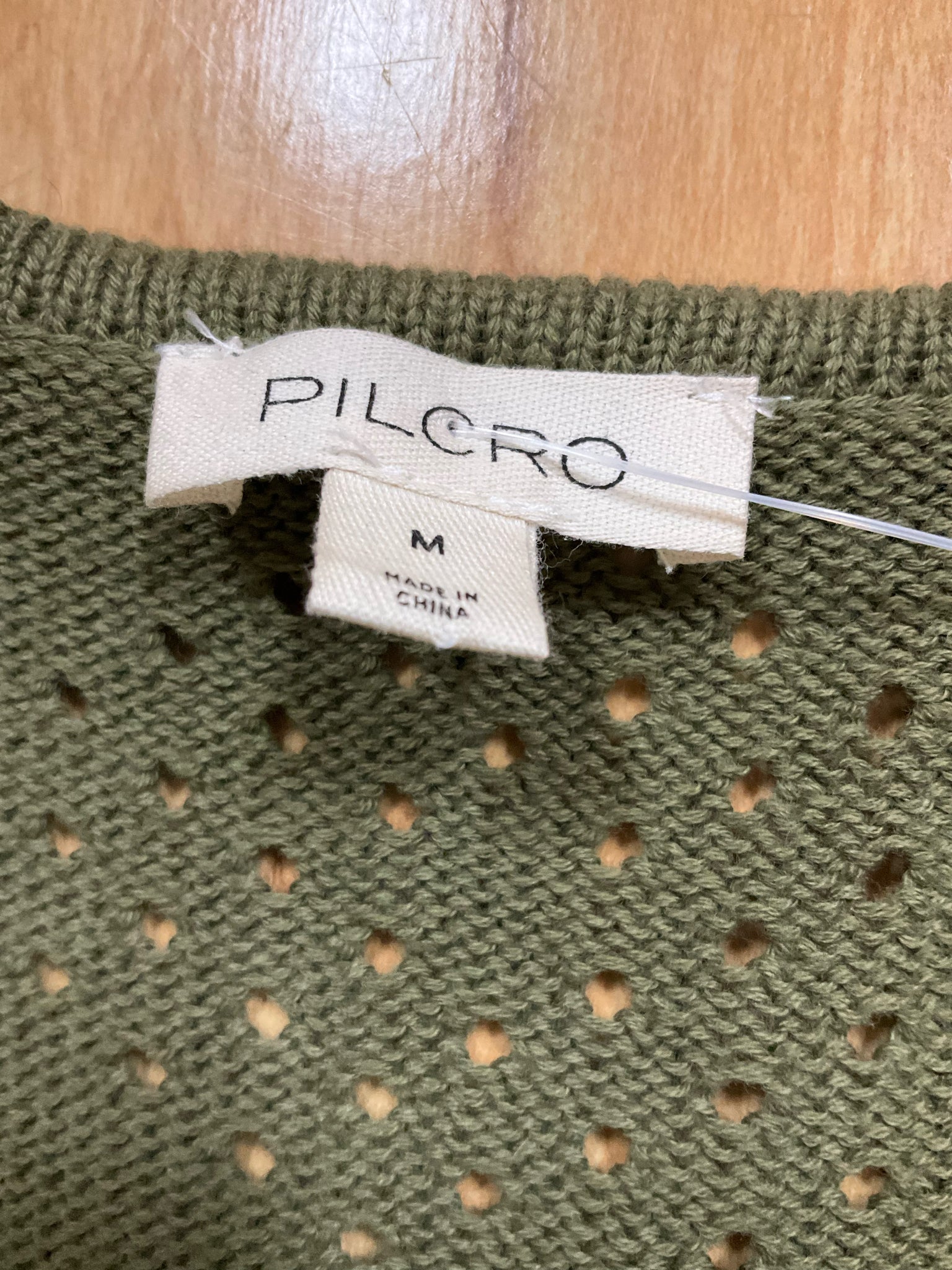 Pilcro and the Letterpress Olive Green Waffle Knit Henley Top Size Medium