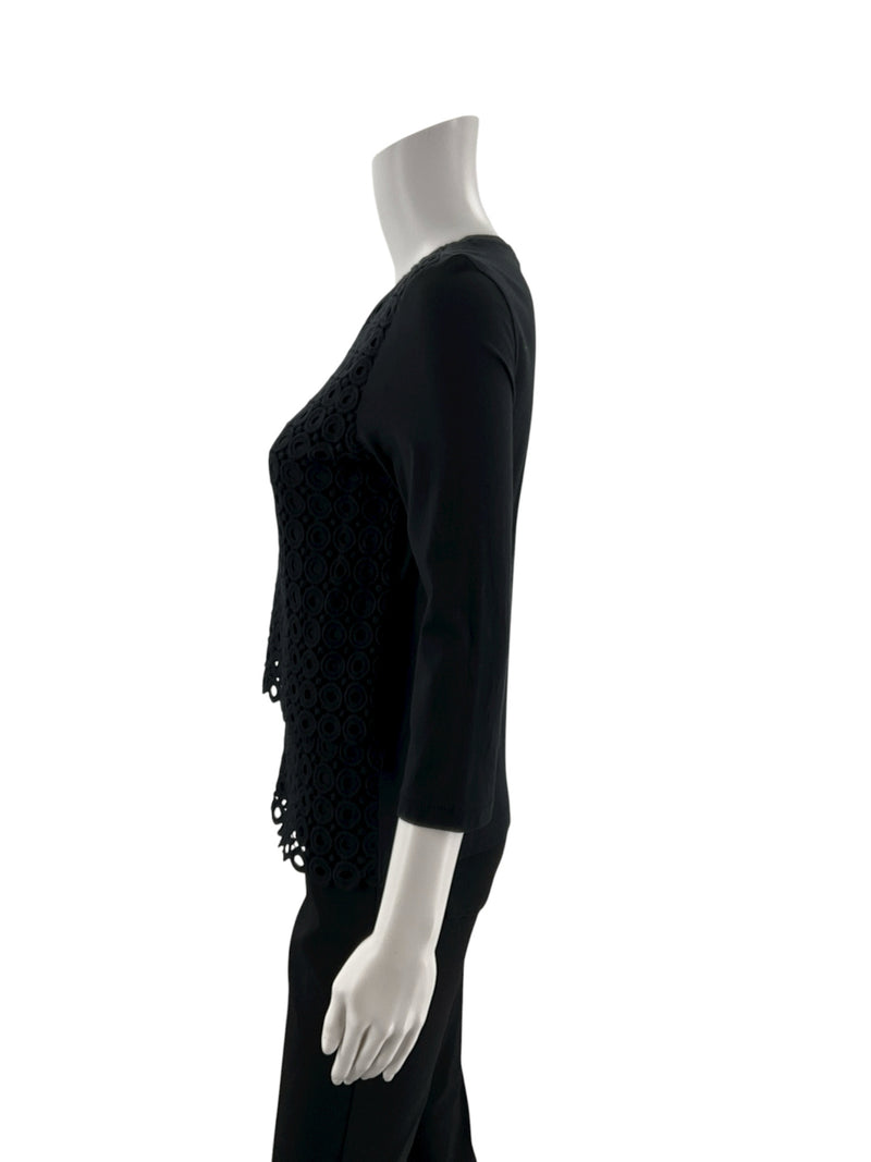 J Crew Black Crochet Pre-Owned Ladies Top - Size XS