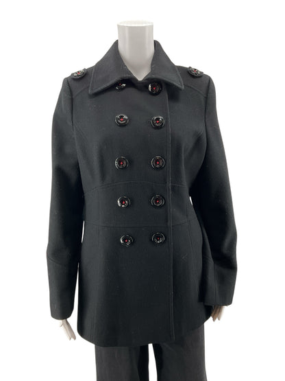 Bromly Black Solid Pre-Owned Coat - Size Large