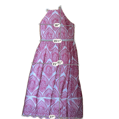 Adelyn Rae white/pink Maxi Lola Halter Eyelet Dress White Pink Size Small - Size S