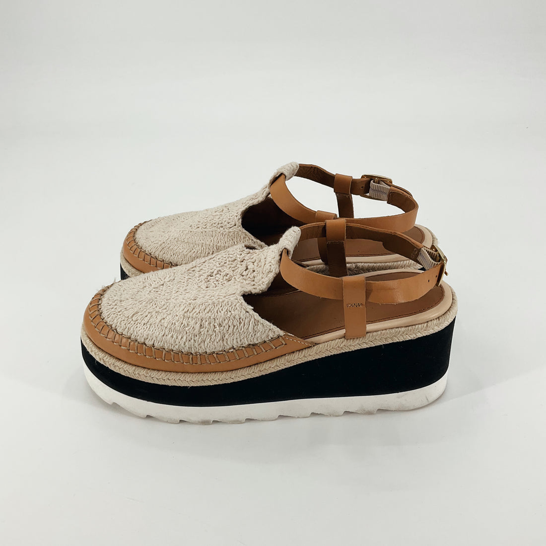 Free People La Risa Crochet Platform Espadrille Sandals Size 8