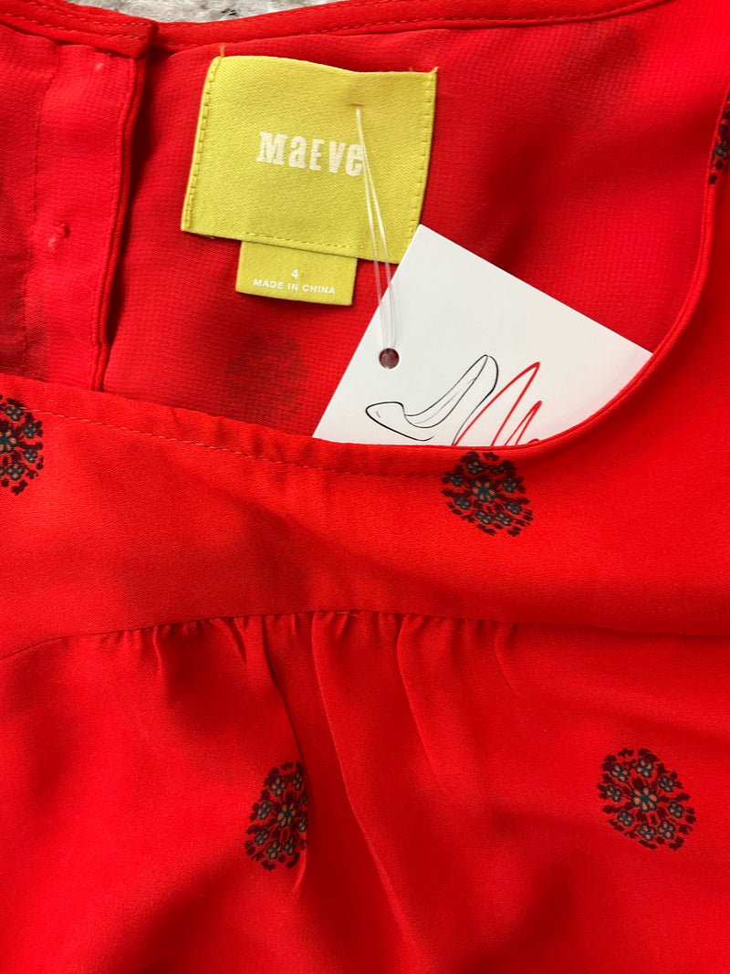 Maeve Red Solid Pre-Owned Ladies Top - Size 4