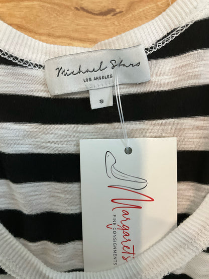 Michael Stars Striped Racerback Tank Top Black White Size Small