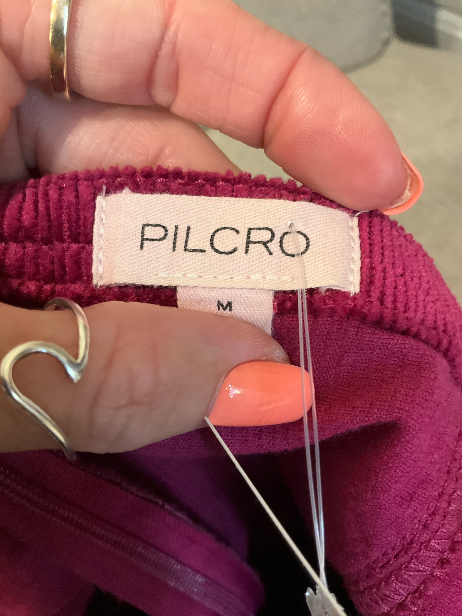 Pilcro The Clementine Corduroy Puff Sleeve Mini Dress Fuchsia Size Medium