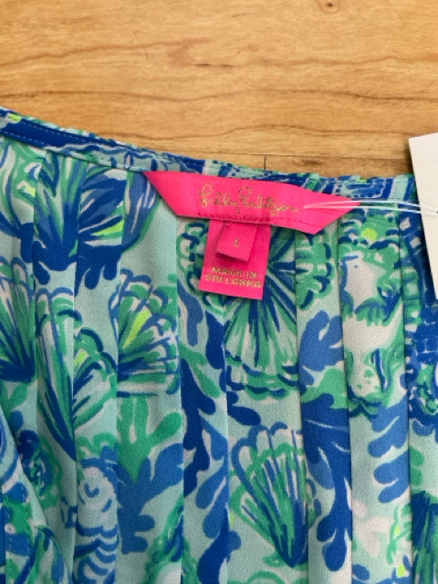 Lilly Pulitzer Elsa Tunic Top Hook Line Sinker Print Blue Green Size Large