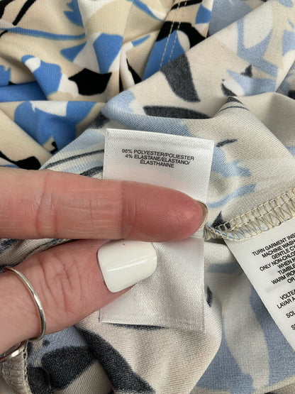 Kasper Beige/Blue/Black/White Floral Pre-Owned Ladies Sleeveless Top - Size 1X