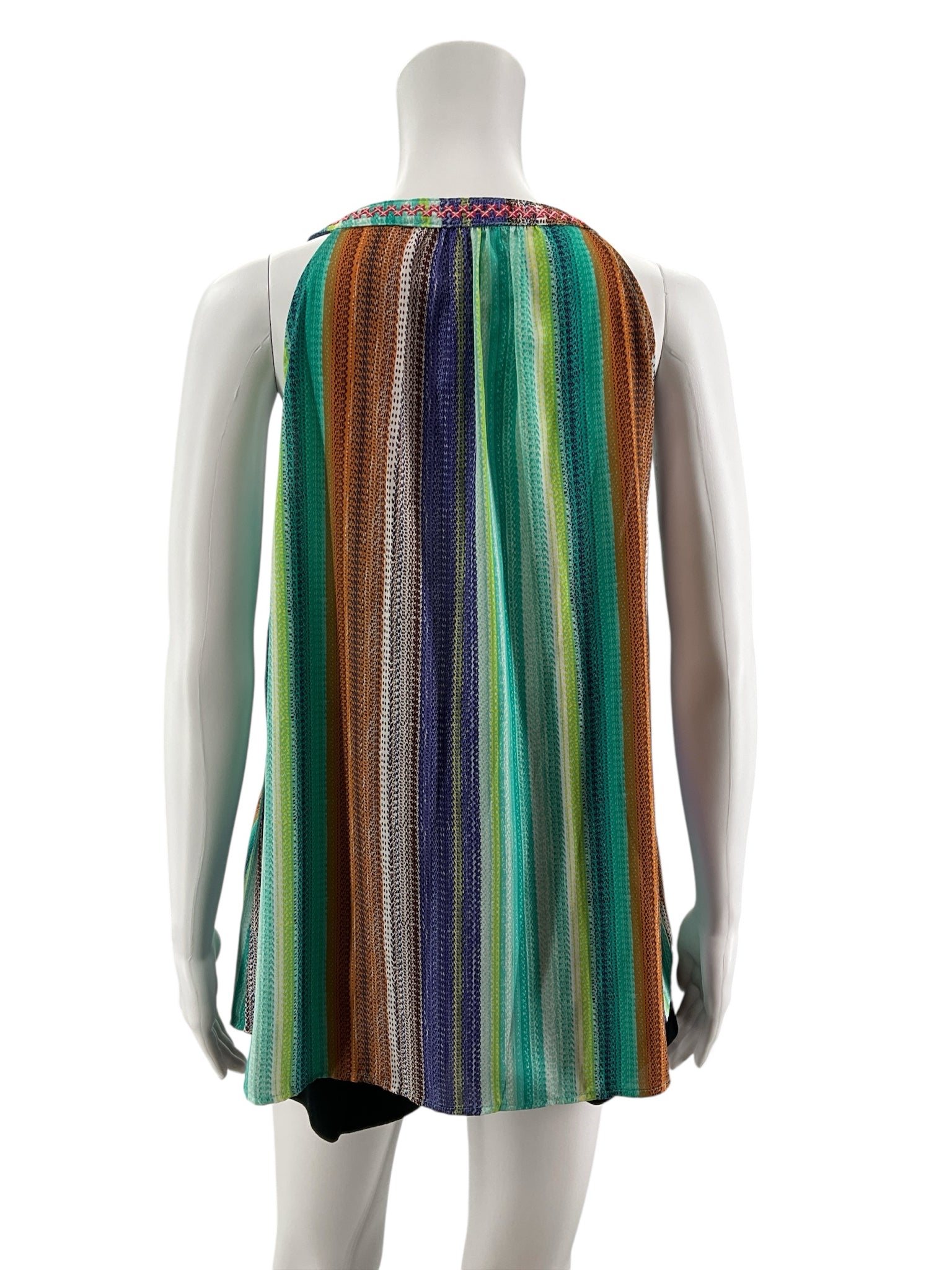 Savanna Jane Floral Embroidered Tassel Tie Tunic Top Size Large