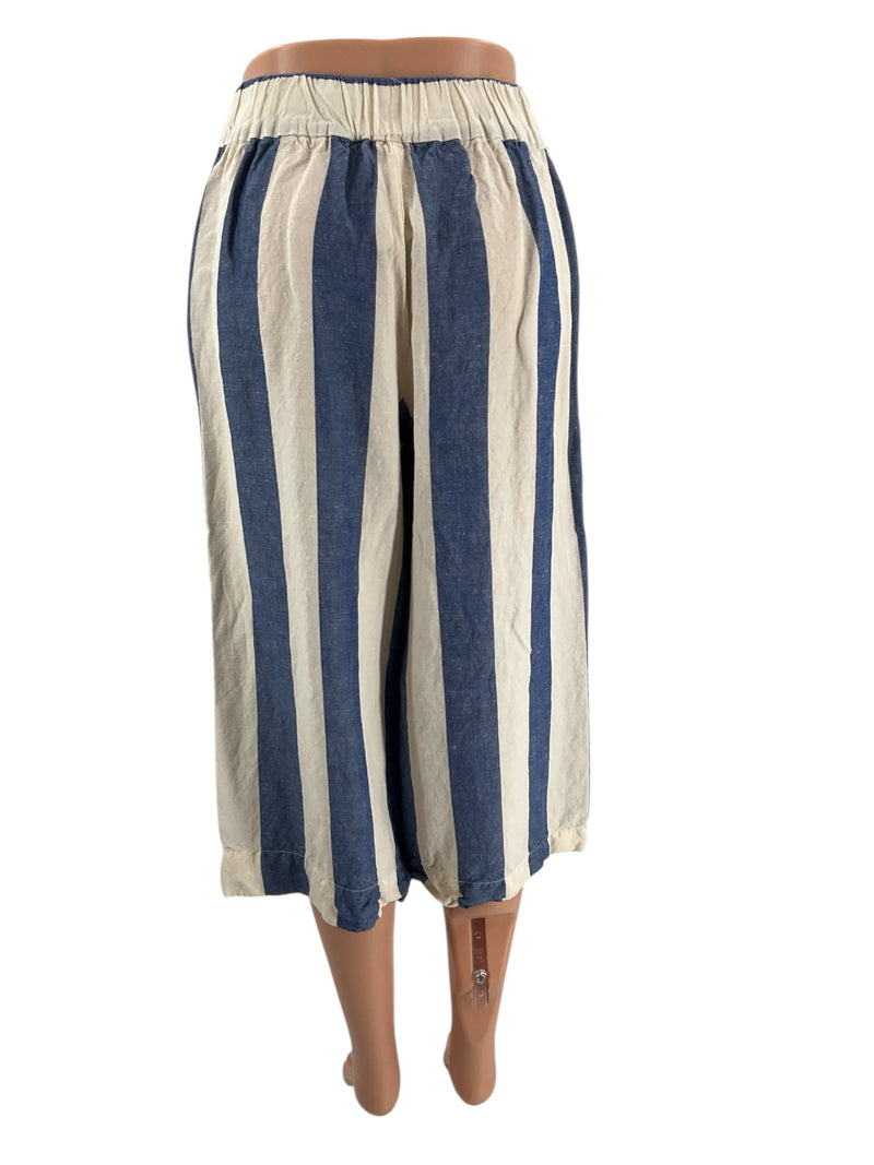 Madewell Cream/Blue Stripe Pre-Owned Pants - Size XXS - Margaret’s Fine Consignment