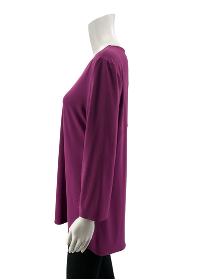 Joseph Ribkoff Asymmetrical Tassel Zipper Tunic Top Fuchsia Purple Size 14