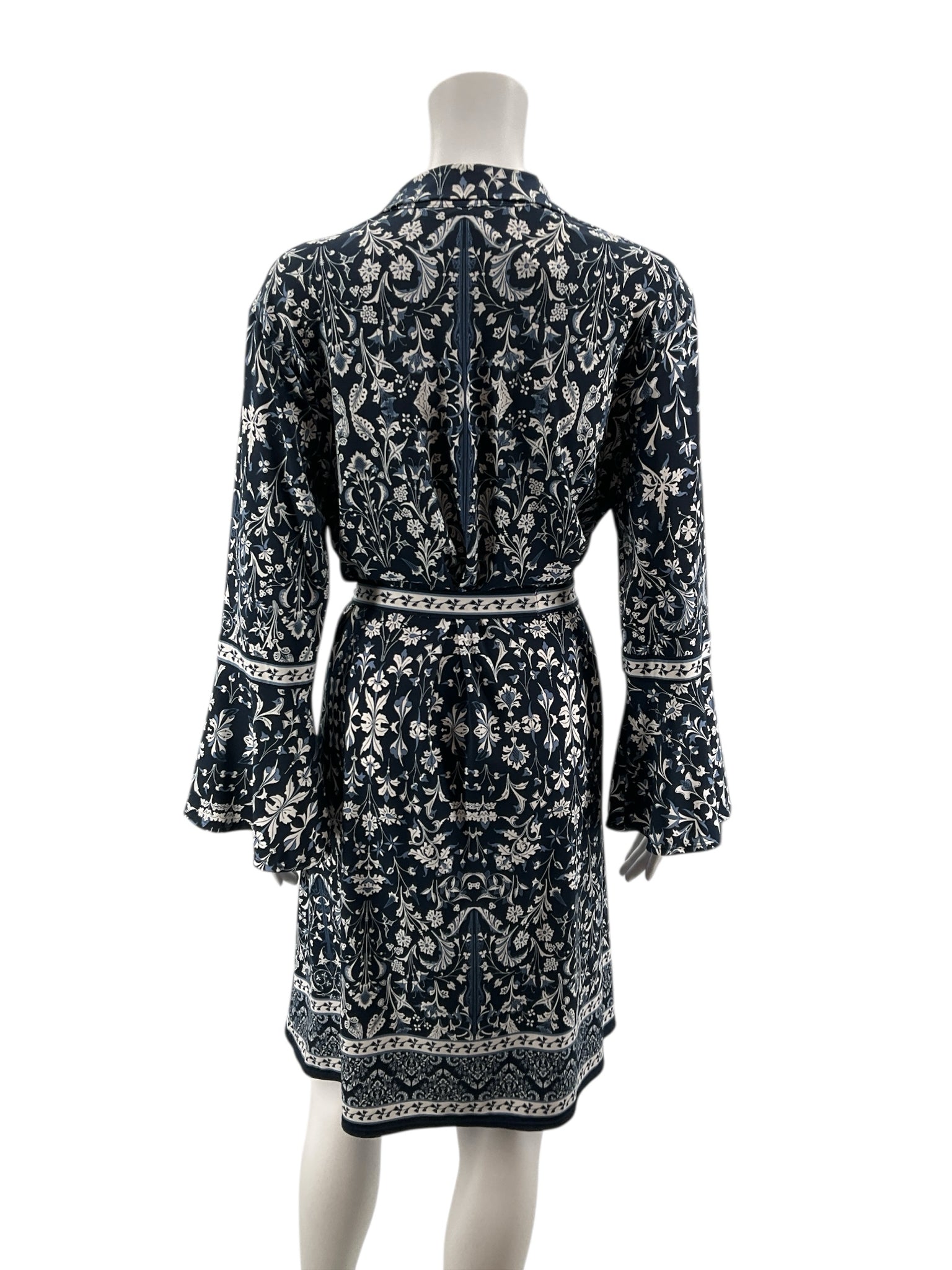 Max Edition navy/white Fit and Flare Navy/White Floral Pre-Owned Ladies Dress - Size XL - Size XL