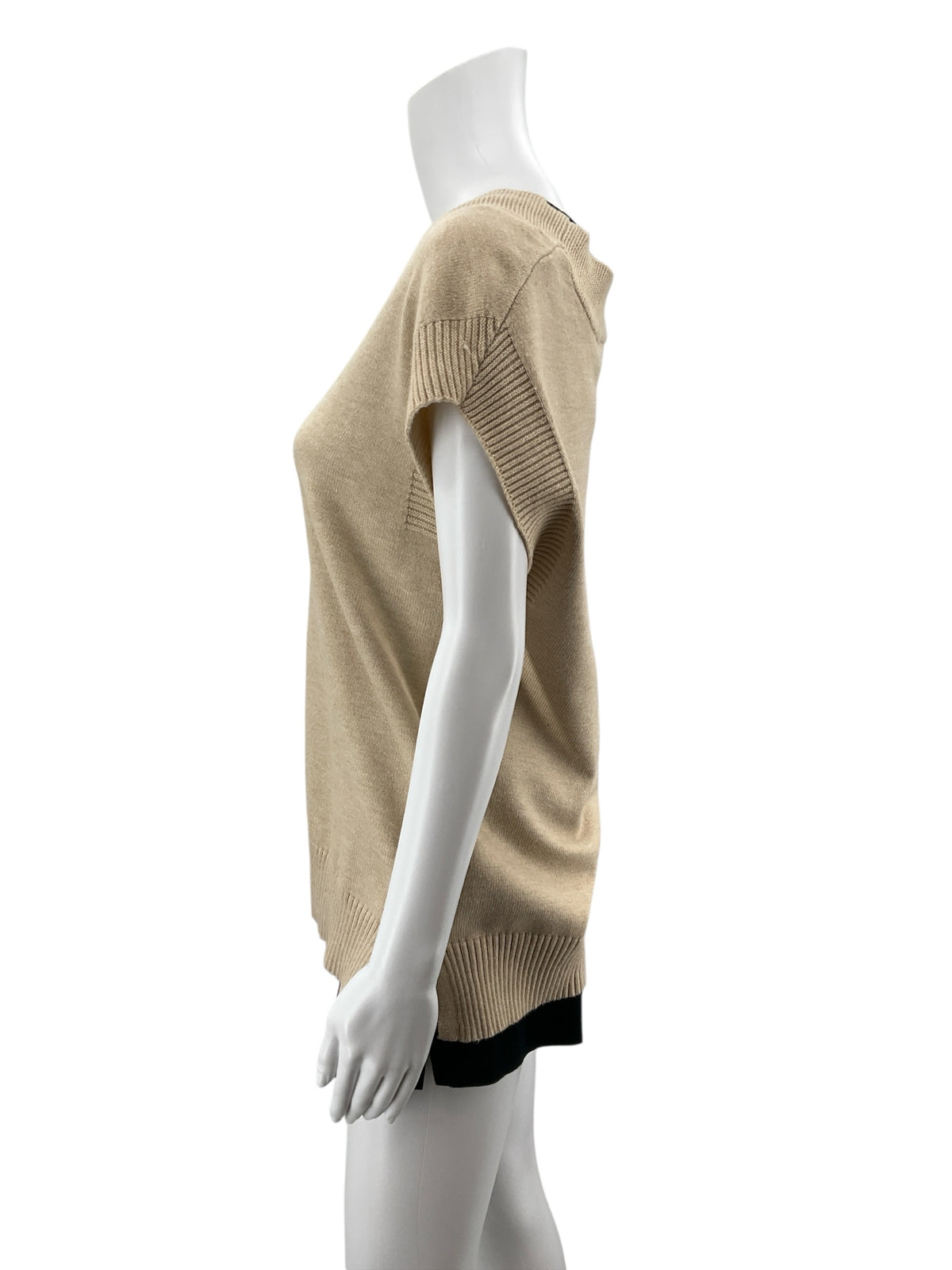 Cyrus V-Neck Cap Sleeve Sweater Vest Tan XS New With Tags