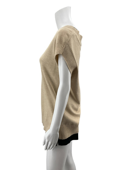 Cyrus V-Neck Cap Sleeve Sweater Vest Tan XS New With Tags