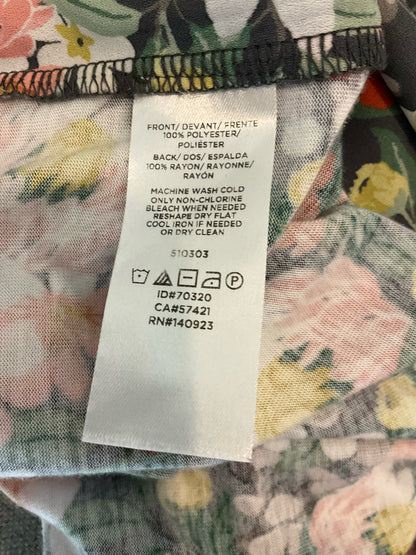 LOFT Gray/mult Cap Sleeve Protea Floral Mixed Media Top Size Small - Size S