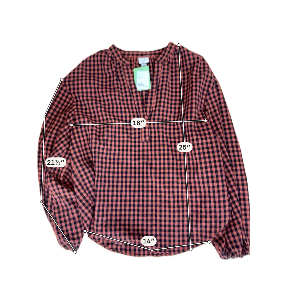 A New Day Rust &amp; Black Plaid Peasant Blouse | Size Medium - ONLINE ONLY