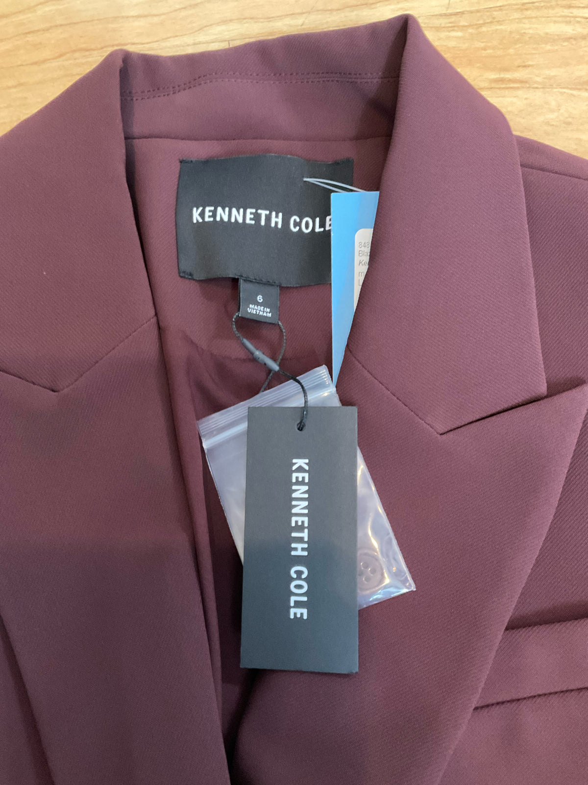 Kenneth Cole Peak Lapel Blazer with Side Lace Detail Maroon Size 6 NWT