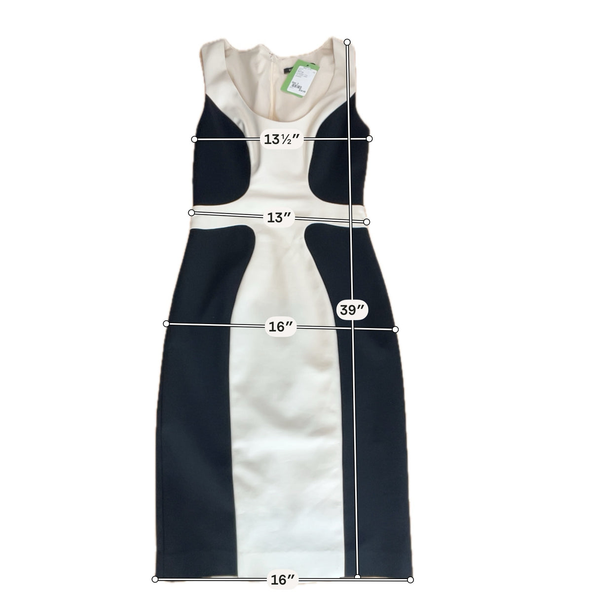 Black Halo Size 2 Cream &amp;amp; Black Colorblock Sleeveless Sheath Dress - ONLINE ONLY