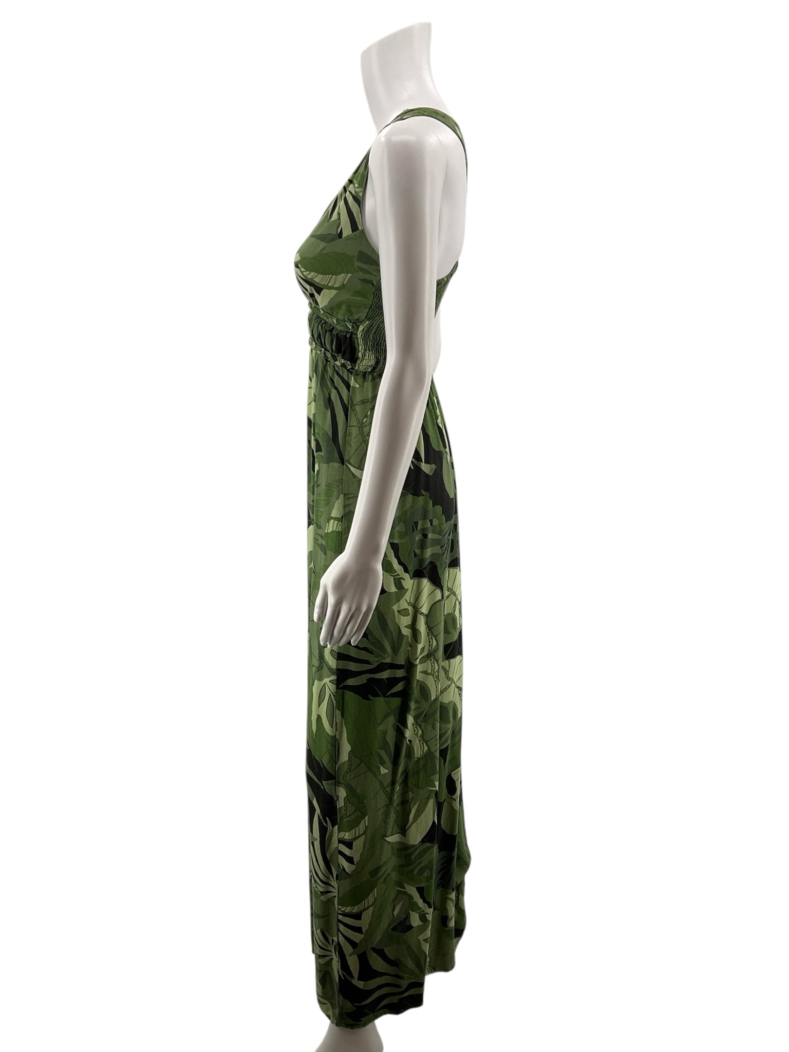 Japana Green Maxi Green Tropical Floral Sleeveless V-Neck Maxi Dress XS - Size XS