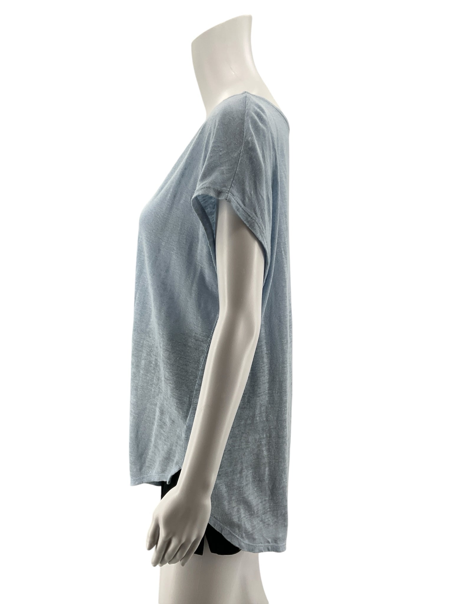 Sigrid Olsen Baby Blue 100% Linen Cap Sleeve Top Size XL