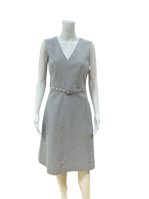 Brooks Brothers Blue &amp; White Striped Sleeveless Sheath Dress Size 6