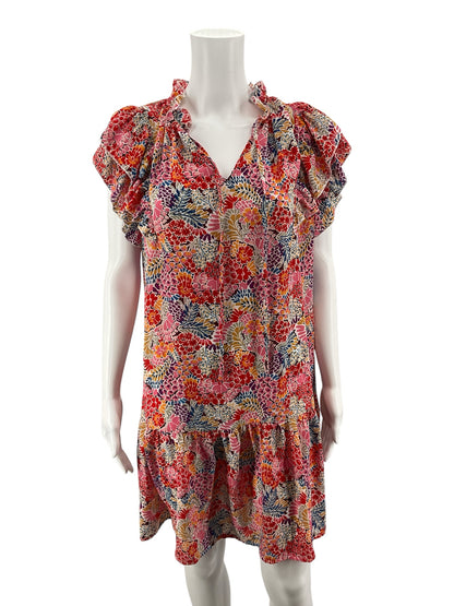 Dokotoo Floral V-Neck Ruffle Tiered Mini Dress | Size XL