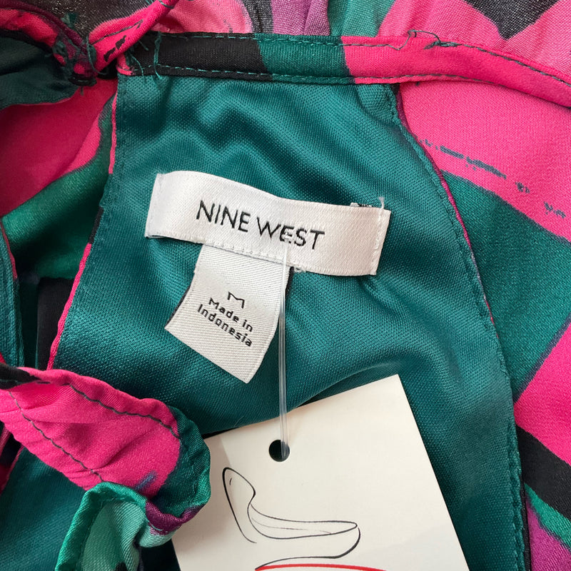 Nine West Green/Pink/Purple Print Pre-Owned Top - Size Medium